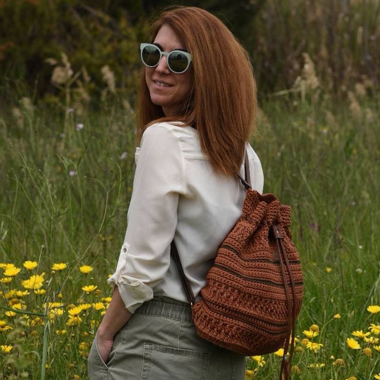 Custommade: "Καμέλια" κεραμιδί - λαδί backpack
