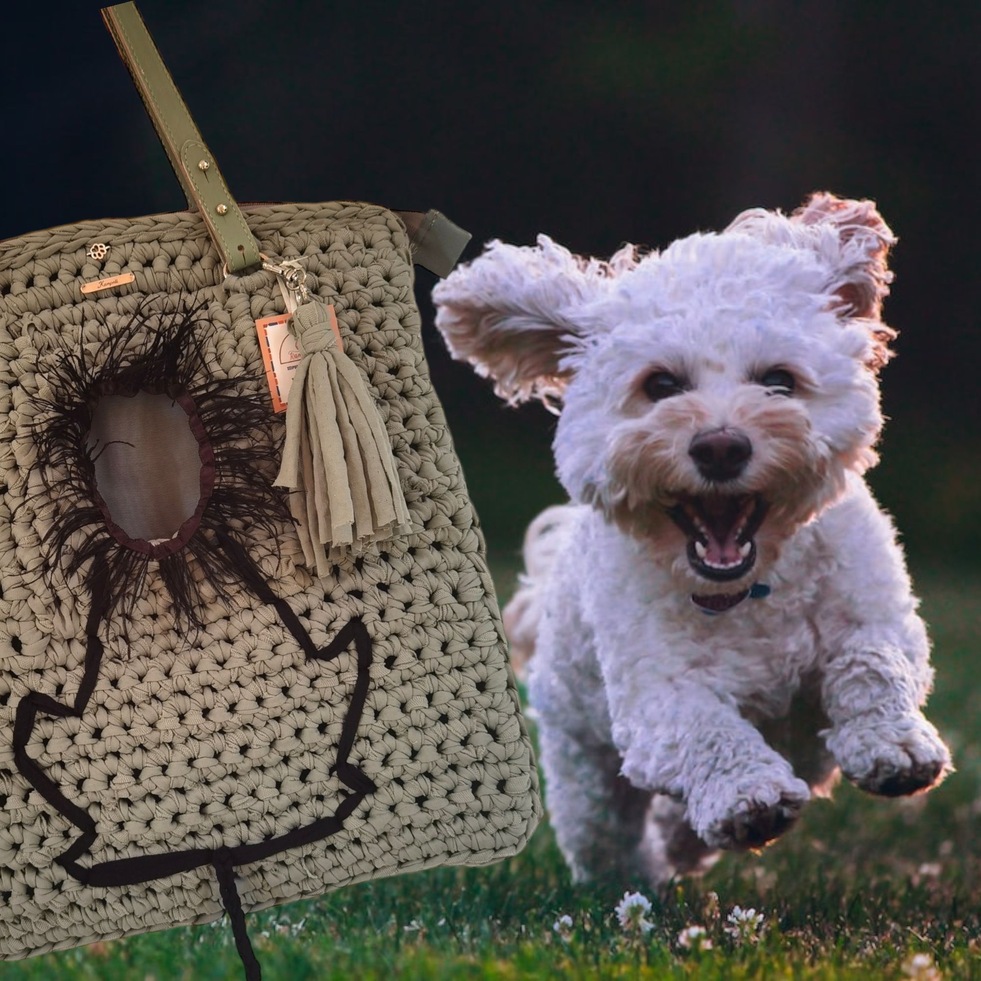 Custommade - Τσάντα σκύλου με μπροστινό άνοιγμα για το κεφαλάκι του
