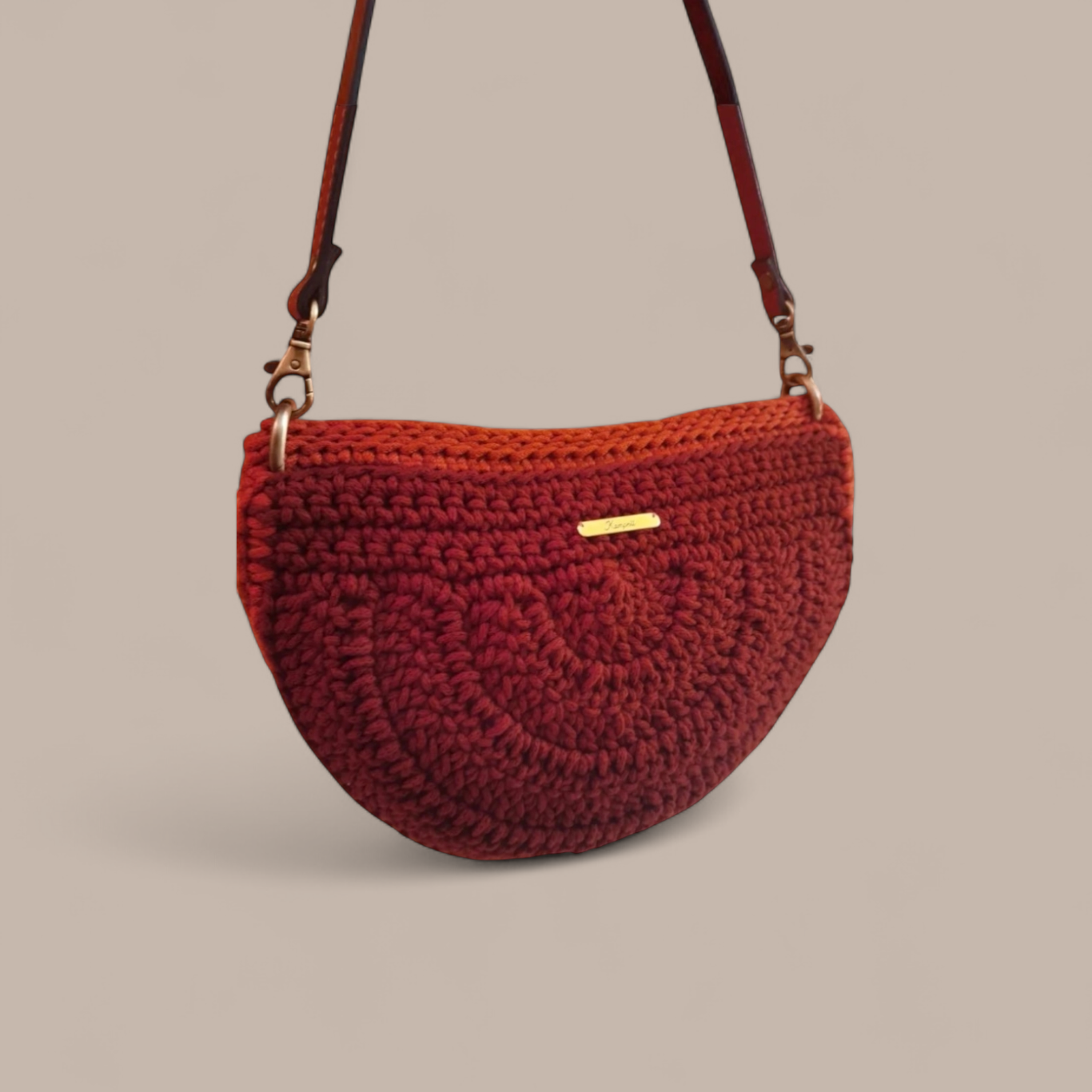 Καφέ-κεραμμιδί τσαντάκι "halfmoon"