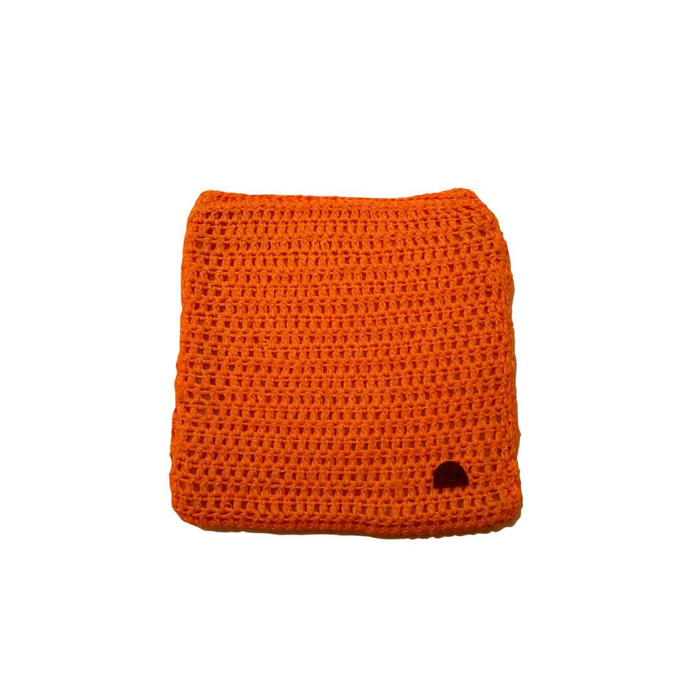 Σομόν - πορτοκαλί τετράγωνο μαξιλαράκι για σκαμπό
