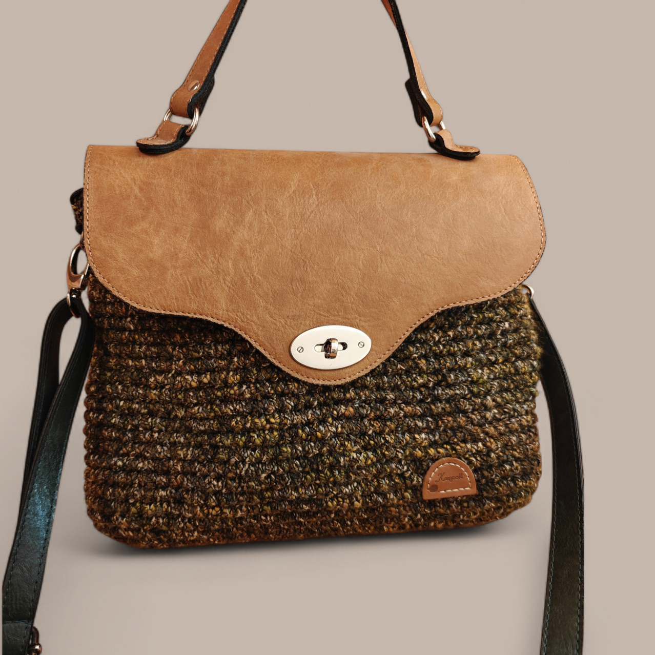 Τσάντα λαδί-κάμελ