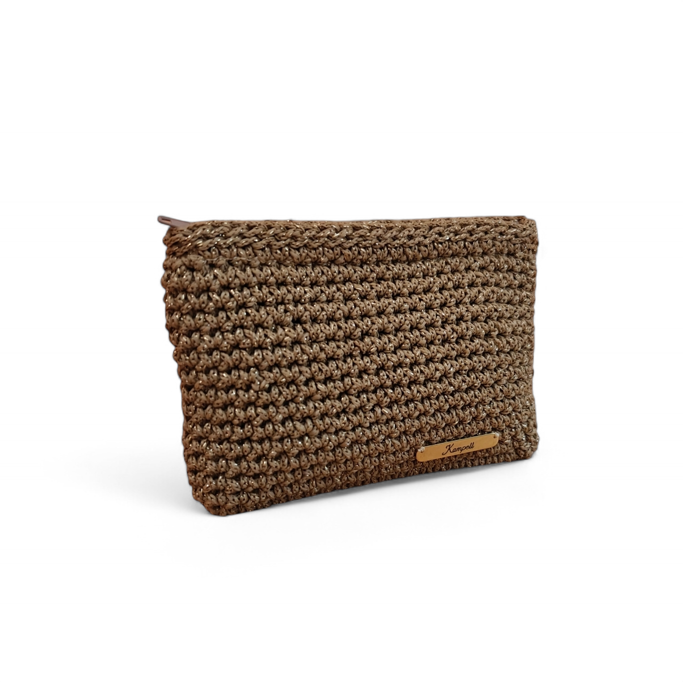 Χειροποίητο πλεκτό πορτοφολάκι χρυσαφί