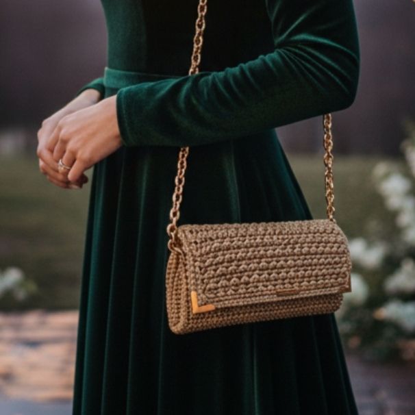 Custommade - Αμπιγιέ χρυσαφί τσαντάκι με καπάκι