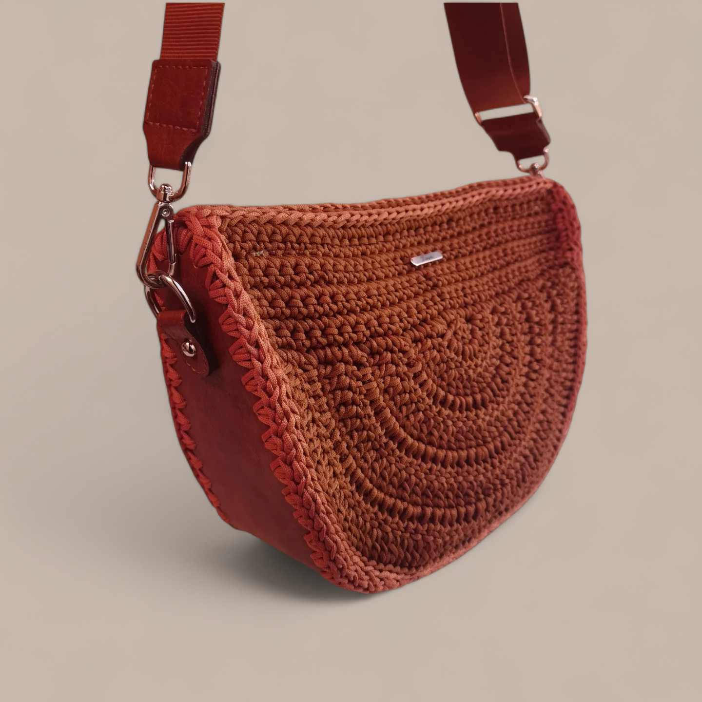 Custommade Σετ: Ταμπά-κεραμμιδί τσάντα & νεσεσέρ "halfmoon"