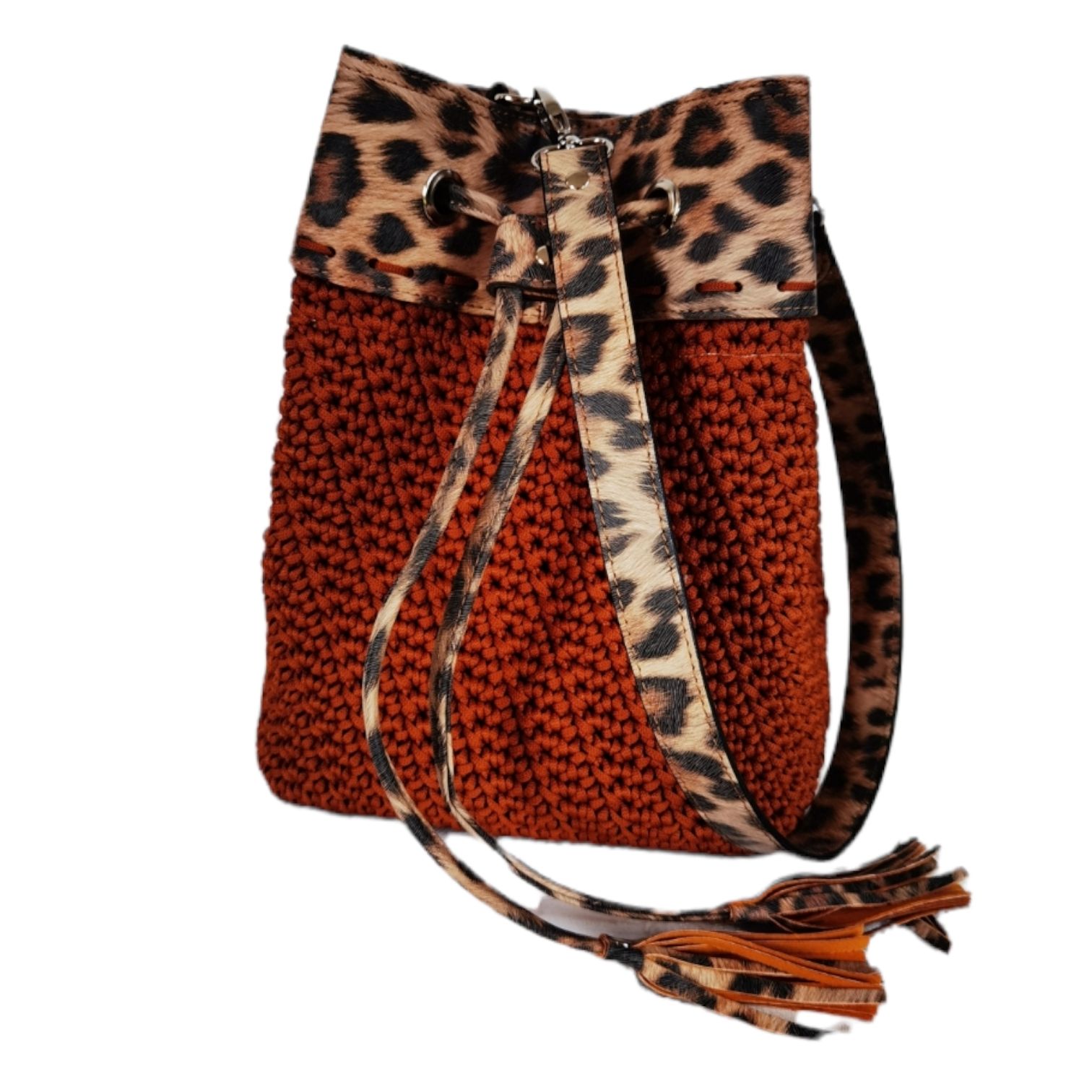 "Eva" ταμπά πουγκί με ζώνη leopard