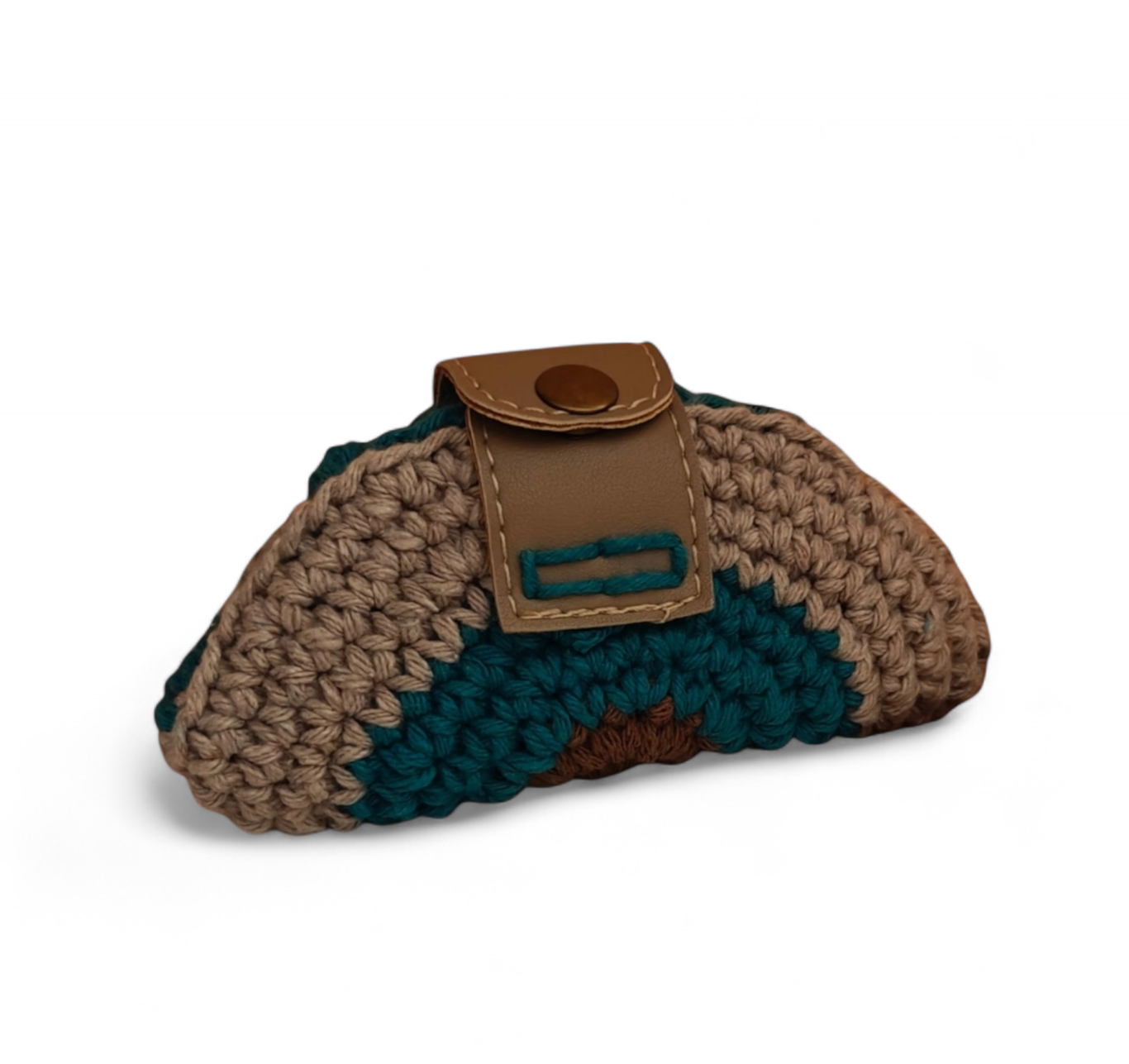 Halfmoon ολοπλεκτο πορτοφολάκι τυρκουάζ-μπεζ