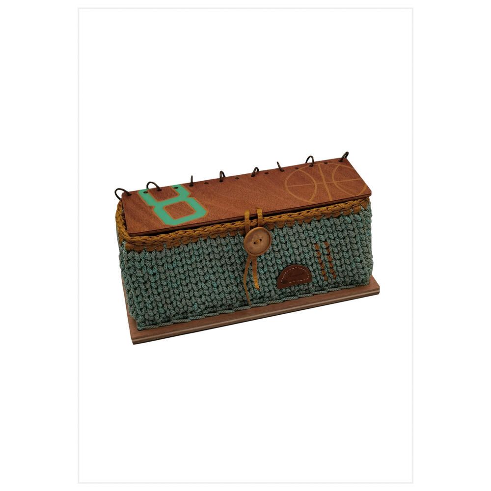 Κουτί βεραμάν-μουσταρδί κουτί με ξύλινο καπάκι & πάτο by Qrtos Creations