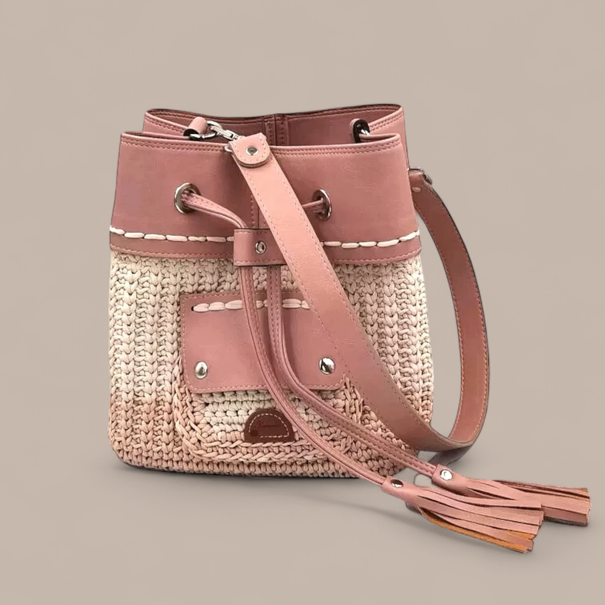 "Ροζαλία" ιβουάρ - σάπιο μήλο πουγκί με μπροστινό τσεπάκι