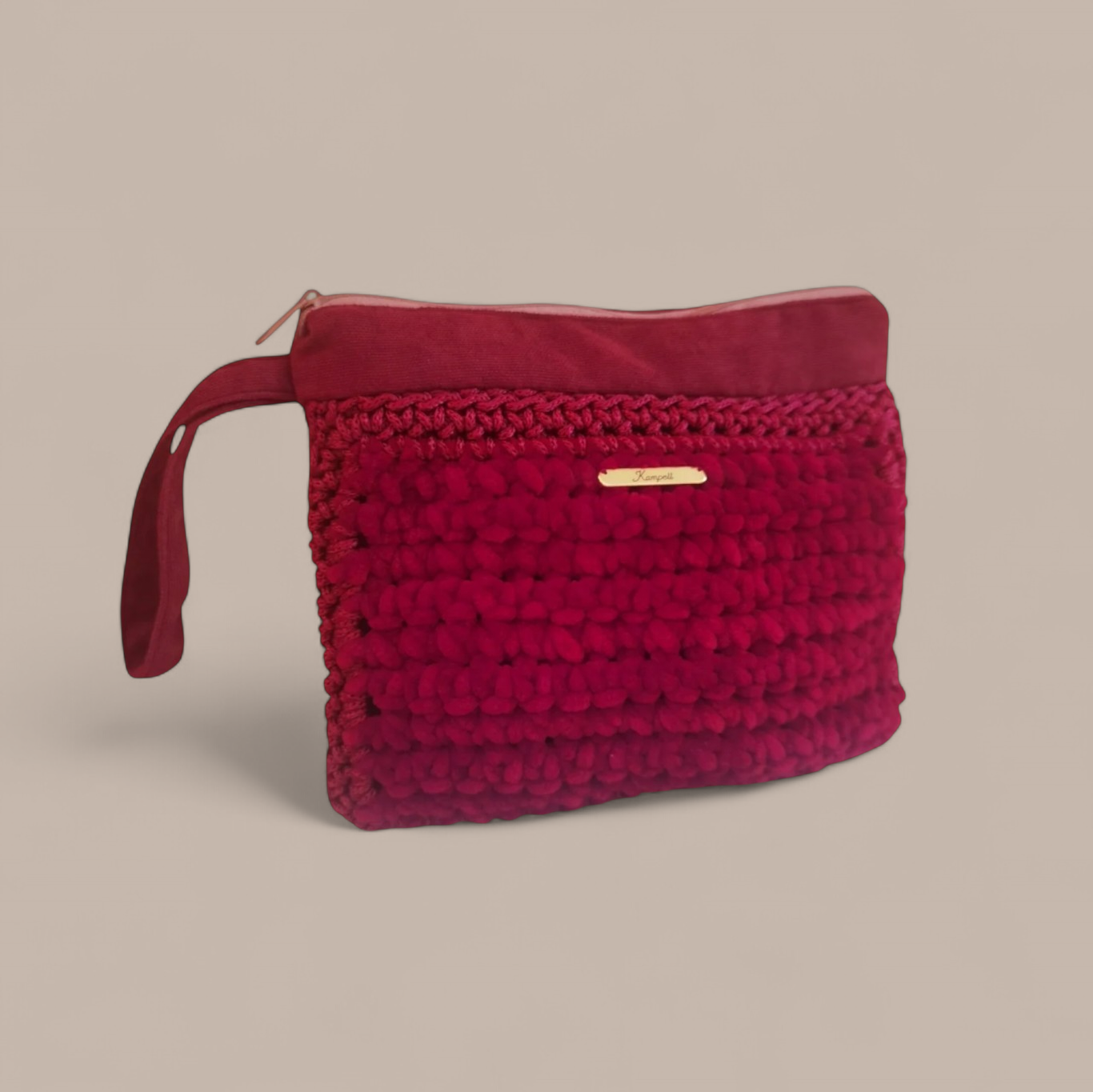 Τσαντάκι καρπού βελουτέ μπορντώ