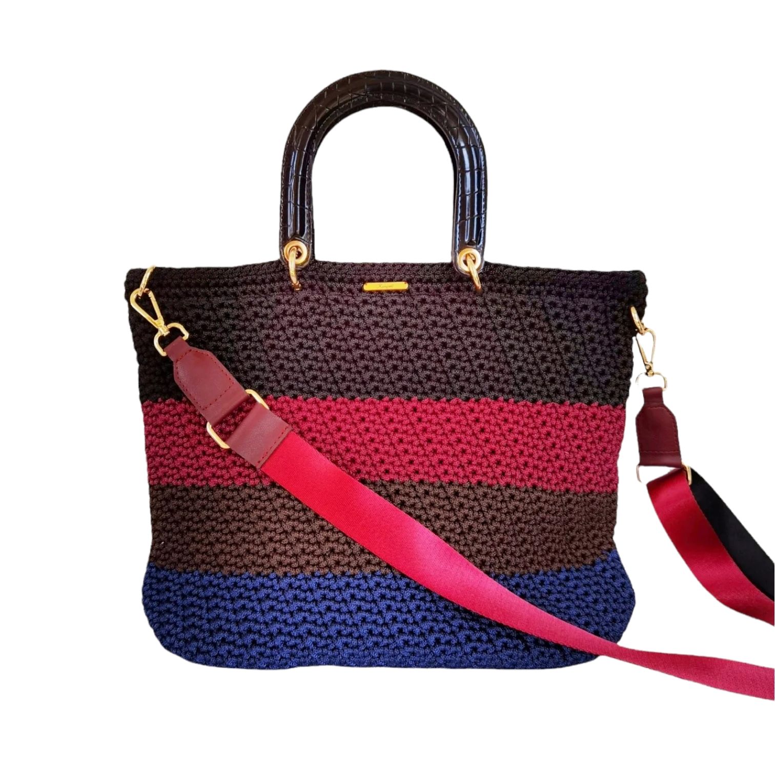 Custommade: "Μελίτα" tote bag με 4 χρώματα (μαύρο - μπλε - κόκκινο - καφέ)