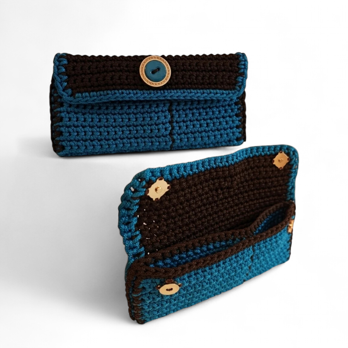 Custommade - Νεσεσέρ τυρκουάζ-καφέ με τρεις εσωτερικές θήκες