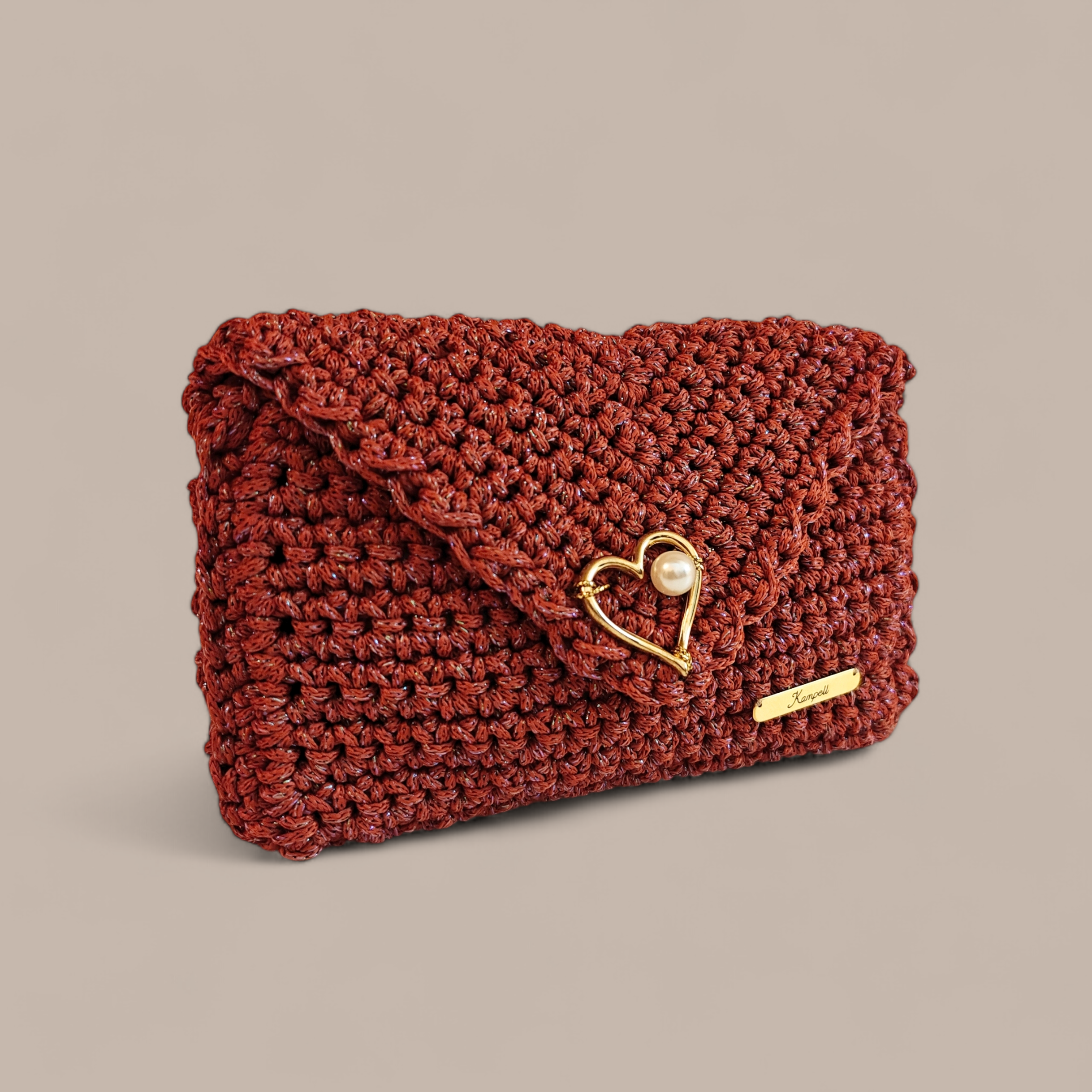 Mini τσαντάκι κεραμμιδί με δυο εσωτερικές θήκες