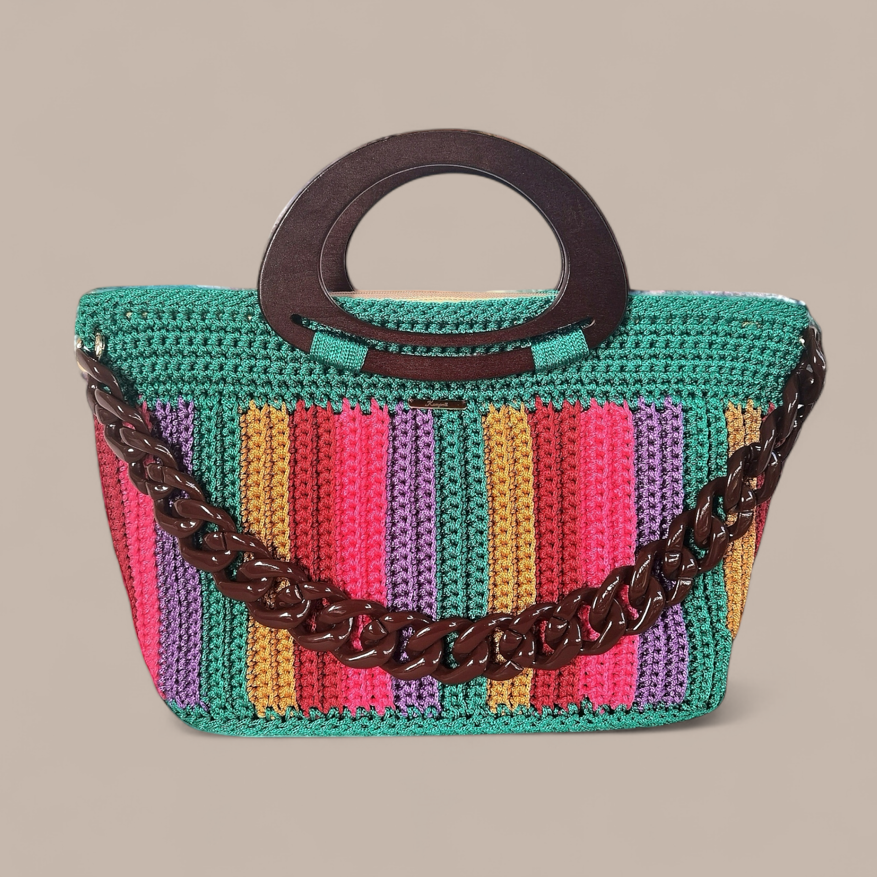 Custommade - Πολύχρωμη τσάντα με κοκκάλινη αλυσίδα (XL special edition)