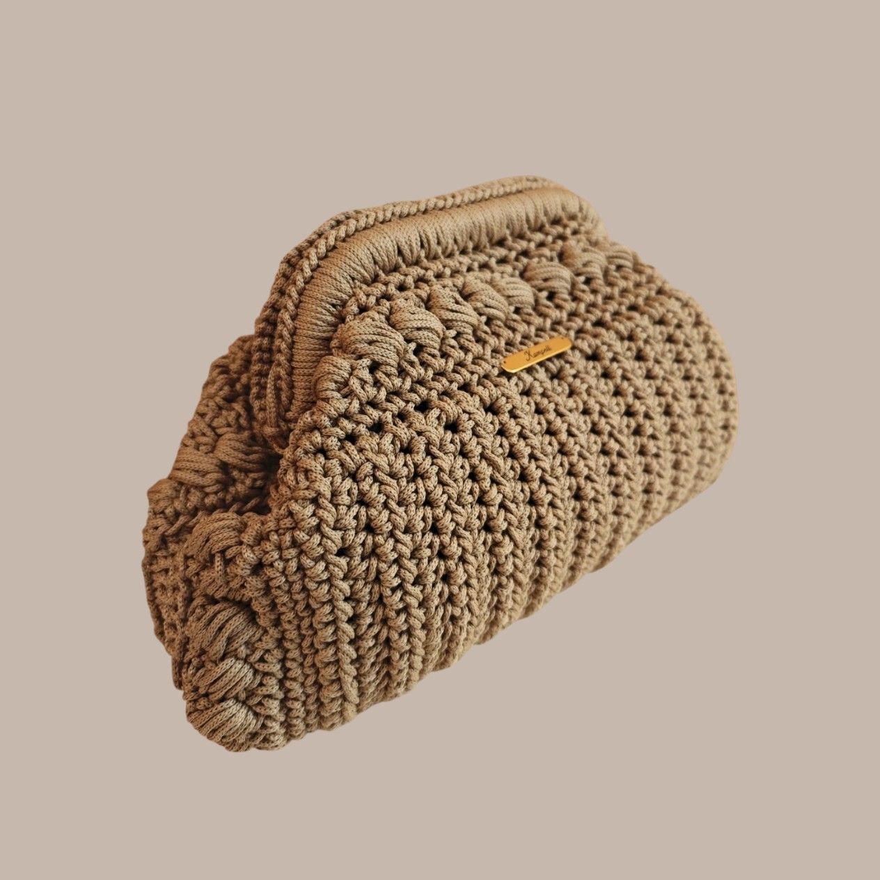 Πλεκτό pochette μπεζ (μικρό)