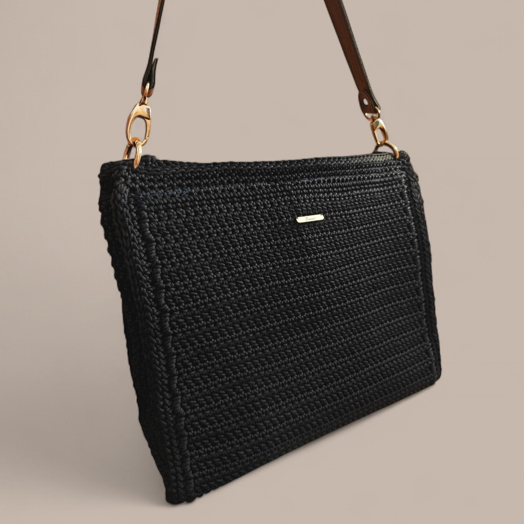 Μπλε τσάντα tote (XL) με εξωτερική πίσω τσέπη για κινητό & διαχωριστικό εσωτερικά