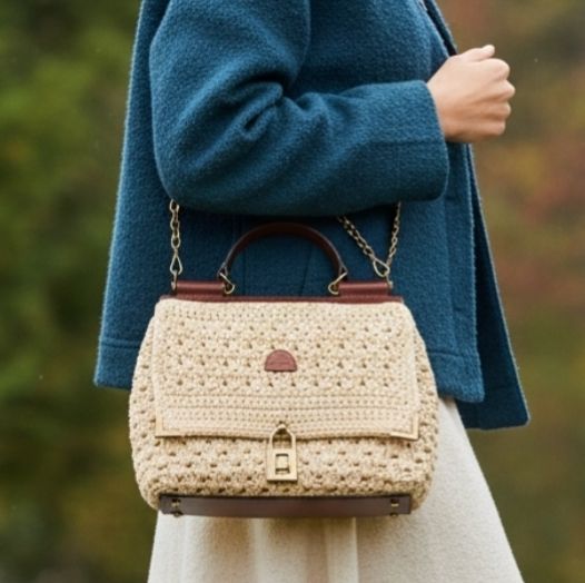 "Matilde" ιβουάρ τσάντα με ταμπά χεράκι