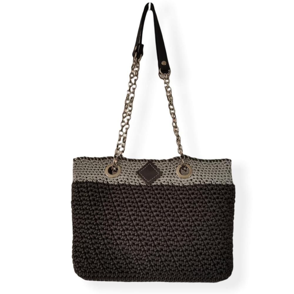 Custommade: "Ντάνυ" γκρί σκούρο & γκρί ανοιχτό tote bag