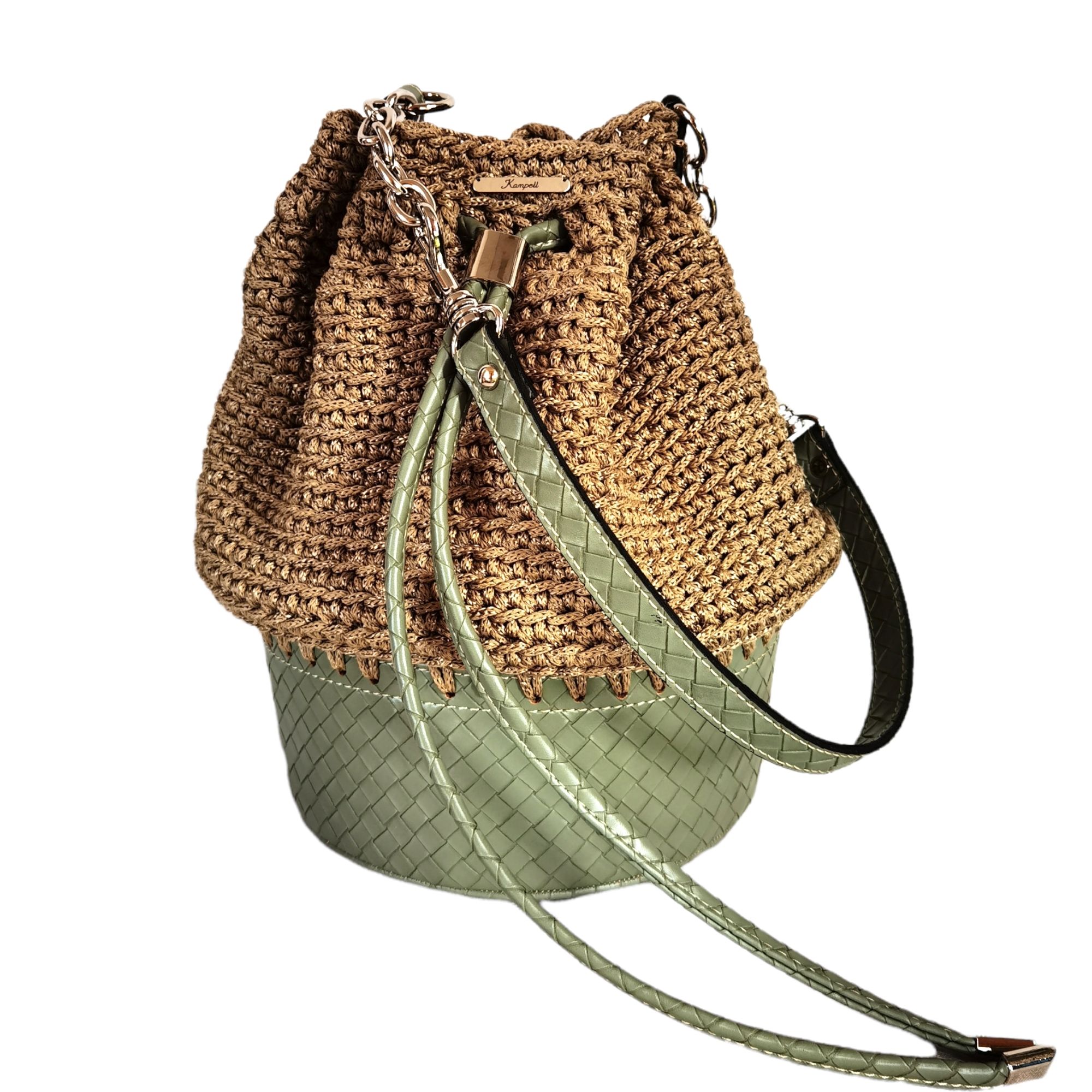 "Ανθούσα" Mushroom bag λαδί - φυστικί